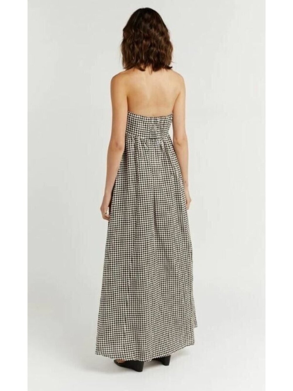 NWT DISSH Gaia in Black White Houndstooth Linen Strapless Maxi Dress US 8 AU 12 - Picture 4 of 11